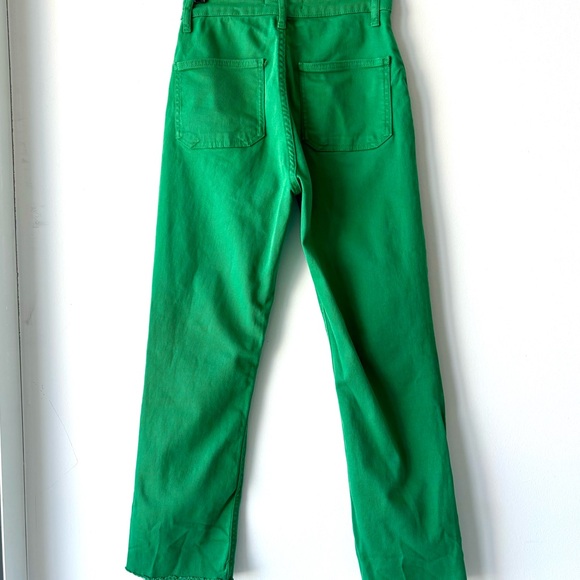 Zara High Rise Green Front Pocket Flare Leg Ankle Jeans Size 2 - Picture 2 of 8